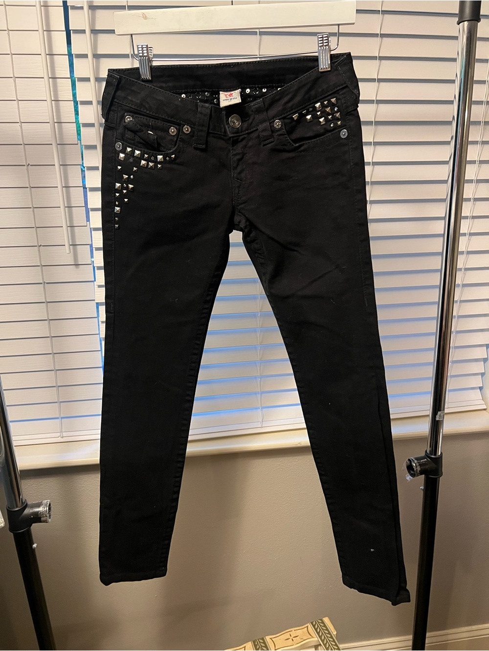 True Religion Black Skinny Jeans with Silver Studs